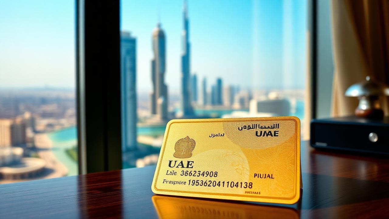 Golden Visa New Rules Golden VISA card places as showcase in an office table.