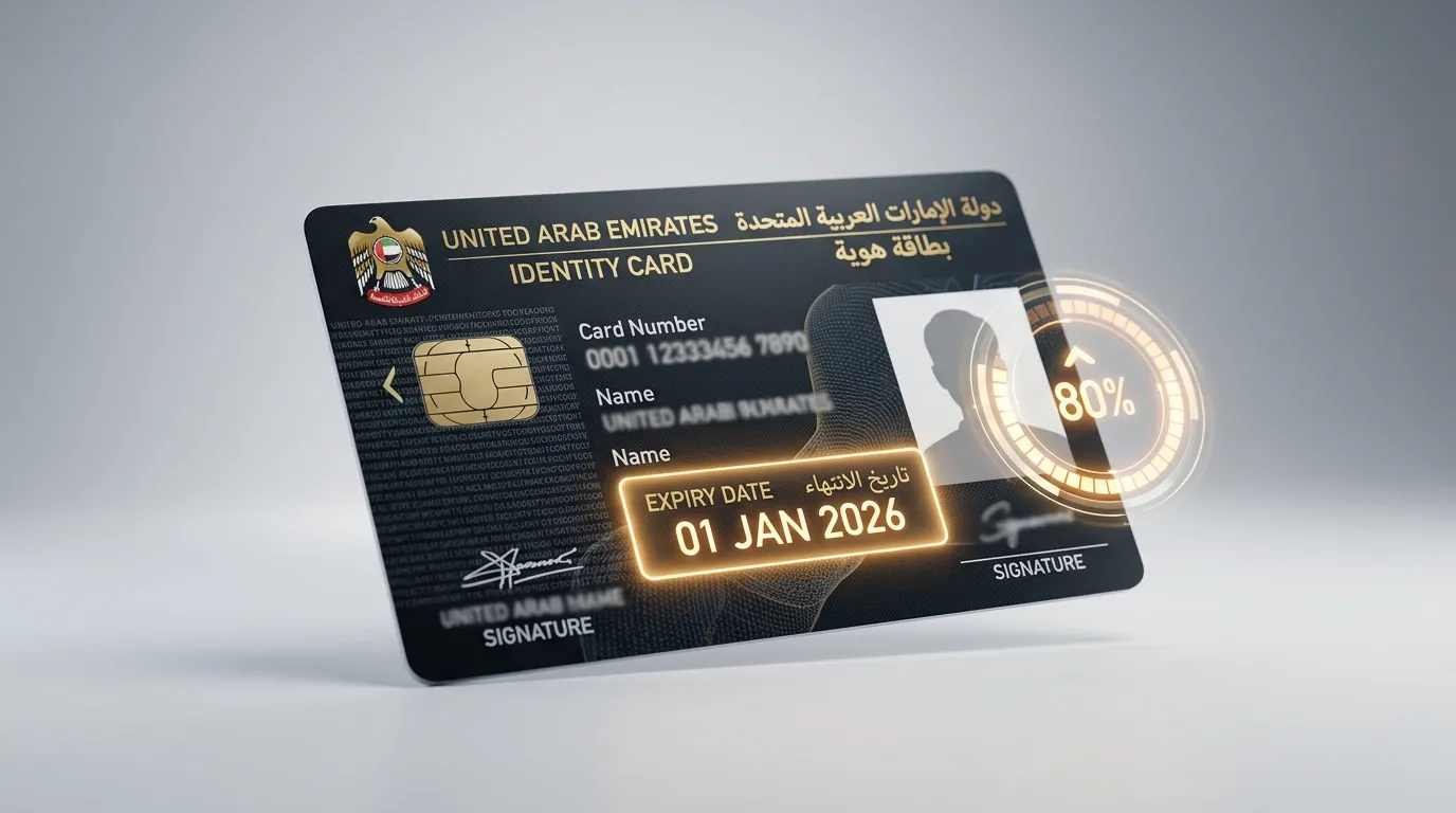 emirates id renewal status expiry reminder Emirates ID card highlighting renewal status and expiry awareness